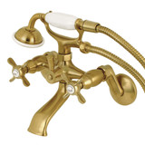 Kingston Brass KS286SB Essex Wall Mount Clawfoot Tub Faucet with Hand Shower, Brushed Brass