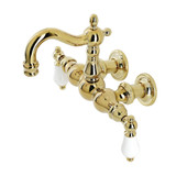 Kingston Brass  CA1005T2 Heritage 3-3/8" Tub Wall Mount Clawfoot Tub Faucet, Polished Brass