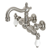 Kingston Brass CA1005T8 Heritage 3-3/8" Tub Wall Mount Clawfoot Tub Faucet, Brushed Nickel