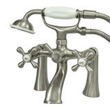 Kingston Brass KS268SN Kingston Clawfoot Tub Faucet with Hand Shower, Brushed Nickel