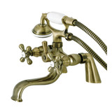 Kingston Brass KS227AB Kingston Deck Mount Clawfoot Tub Faucet with Hand Shower, Antique Brass