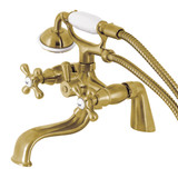 Kingston Brass KS227SB Kingston Deck Mount Clawfoot Tub Faucet with Hand Shower, Brushed Brass