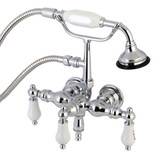 Kingston Brass Aqua Vintage AE22T1 Vintage 3-3/8 Inch Wall Mount Tub Faucet with Hand Shower, Polished Chrome