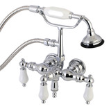 Kingston Brass Aqua Vintage AE24T1 Vintage 3-3/8 Inch Wall Mount Tub Faucet with Hand Shower, Polished Chrome