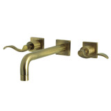 Kingston Brass KS6023DFL NuWave Wall Mount Tub Faucet, Antique Brass