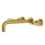 Kingston Brass KS8027KL Whitaker Two-Handle Wall Mount Tub Faucet, Brushed Brass