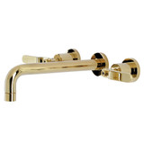 Kingston Brass KS8022KL Whitaker Two-Handle Wall Mount Tub Faucet, Polished Brass