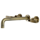 Kingston Brass KS8023KL Whitaker Two-Handle Wall Mount Tub Faucet, Antique Brass