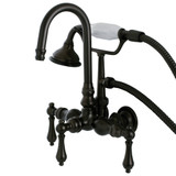 Kingston Brass AE7T5 Aqua Vintage Wall Mount Clawfoot Tub Faucet with Hand Shower, Oil Rubbed Bronze