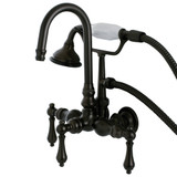 Kingston Brass  AE7T5 Aqua Vintage Wall Mount Clawfoot Tub Faucet with Hand Shower, Oil Rubbed Bronze