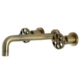 Kingston Brass KS8023RX Belknap Two-Handle Wall Mount Tub Faucet, Antique Brass