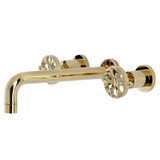 Kingston Brass KS8022RX Belknap Two-Handle Wall Mount Tub Faucet, Polished Brass