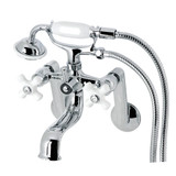 Kingston Brass KS229PXC Kingston Tub Wall Mount Clawfoot Tub Faucet with Hand Shower, Polished Chrome