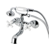 Kingston Brass KS225PXC Kingston Tub Wall Mount Clawfoot Tub Faucet with Hand Shower, Polished Chrome