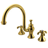 Kingston Brass KS7342TX French Country High Arc Roman Tub Faucet, Polished Brass