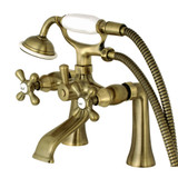 Kingston Brass KS268AB Kingston Clawfoot Tub Faucet with Hand Shower, Antique Brass