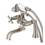 Kingston Brass KS228SN Kingston Deck Mount Clawfoot Tub Faucet with Hand Shower, Brushed Nickel