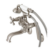 Kingston Brass KS229SN Kingston Wall Mount Clawfoot Tub Faucet with Hand Shower, Brushed Nickel