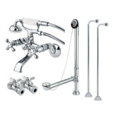 Kingston Brass CCK265C Vintage Wall Mount Clawfoot Faucet Package With Supply Line, Polished Chrome