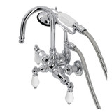 Kingston Brass CA12T1 Vintage 3-3/8" Tub Wall Mount Clawfoot Tub Faucet with Hand Shower, Polished Chrome