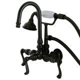 Kingston Brass  Aqua Vintage AE7T5FL Royale Wall Mount Clawfoot Tub Faucet with Hand Shower, Oil Rubbed Bronze