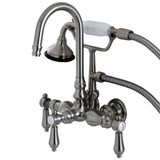 Kingston Brass Aqua Vintage AE7T8BAL Heirloom Wall Mount Clawfoot Tub Faucet with Hand Shower, Brushed Nickel