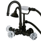 Kingston Brass Aqua Vintage AE7T5WCL Celebrity Wall Mount Clawfoot Tub Faucet with Hand Shower, Oil Rubbed Bronze