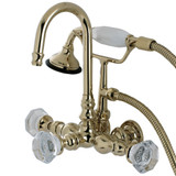 Kingston Brass Aqua Vintage AE7T2WCL Celebrity Wall Mount Clawfoot Tub Faucet with Hand Shower, Polished Brass