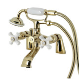 Kingston Brass  KS267PXPB Kingston Deck Mount Clawfoot Tub Faucet with Hand Shower, Polished Brass