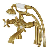 Kingston Brass KS288SB Essex Clawfoot Tub Faucet with Hand Shower, Brushed Brass