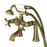 Kingston Brass KS288AB Essex Clawfoot Tub Faucet with Hand Shower, Antique Brass