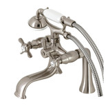 Kingston Brass KS248SN Essex Deck Mount Clawfoot Tub Faucet with Hand Shower, Brushed Nickel
