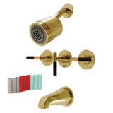 Kingston Brass KBX8137CKL Kaiser Three-Handle Tub and Shower Faucet, Brushed Brass