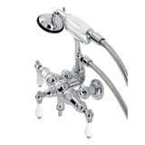 Kingston Brass CA24T1 Vintage 3-3/8" Tub Wall Mount Clawfoot Tub Faucet with Hand Shower, Polished Chrome