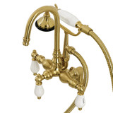 Kingston Brass AE17T7 Aqua Vintage Clawfoot Tub Faucet with Hand Shower, Brushed Brass