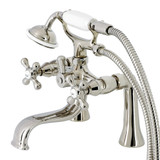 Kingston Brass KS228PN Kingston Deck Mount Clawfoot Tub Faucet with Hand Shower, Polished Nickel