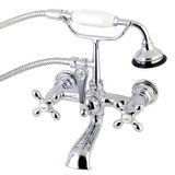 Kingston Brass AE558T1 Aqua Vintage 7-Inch Wall Mount Tub Faucet with Hand Shower, Polished Chrome