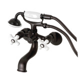 Kingston Brass KS225PXORB Kingston Tub Wall Mount Clawfoot Tub Faucet with Hand Shower, Oil Rubbed Bronze