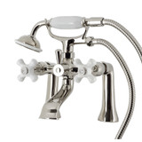 Kingston Brass KS268PXPN Kingston Deck Mount Clawfoot Tub Faucet with Hand Shower, Polished Nickel