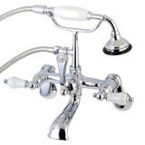 Kingston Brass AE56T1 Aqua Vintage Wall Mount Tub Faucet with Hand Shower, Polished Chrome