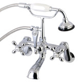 Kingston Brass AE58T1 Aqua Vintage Wall Mount Tub Faucet with Hand Shower, Polished Chrome