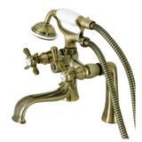 Kingston Brass KS248AB Essex Deck Mount Clawfoot Tub Faucet with Hand Shower, Antique Brass