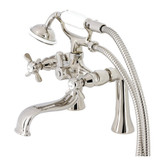 Kingston Brass KS248PN Essex Deck Mount Clawfoot Tub Faucet with Hand Shower, Polished Nickel