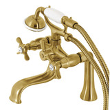 Kingston Brass KS248SB Essex Deck Mount Clawfoot Tub Faucet with Hand Shower, Brushed Brass