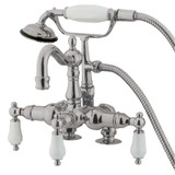 Kingston Brass  CC1015T8 Vintage 3-3/8-Inch Deck Mount Tub Faucet with Hand Shower, Brushed Nickel