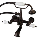 Kingston Brass AE553T5 Aqua Vintage 7-Inch Wall Mount Tub Faucet with Hand Shower, Oil Rubbed Bronze