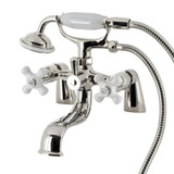 Kingston Brass KS227PXPN Kingston Deck Mount Clawfoot Tub Faucet with Hand Shower, Polished Nickel