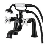 Kingston Brass KS228PXMB Kingston Deck Mount Clawfoot Tub Faucet with Hand Shower, Matte Black