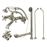 Kingston Brass CCK265SND Vintage Wall Mount Clawfoot Faucet Package With Supply Line, Brushed Nickel