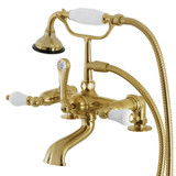 Kingston Brass Aqua Vintage AE205T7 Vintage 7-Inch Tub Faucet with Hand Shower, Brushed Brass